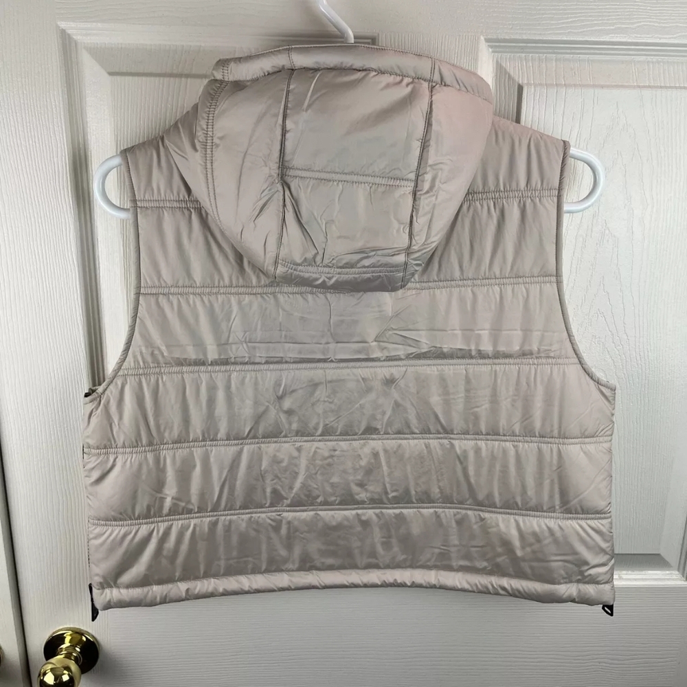 NWT Anthropologie ALP N ROCK Silver Gray Quilted Hooded Vest - Picture 4 of 9
